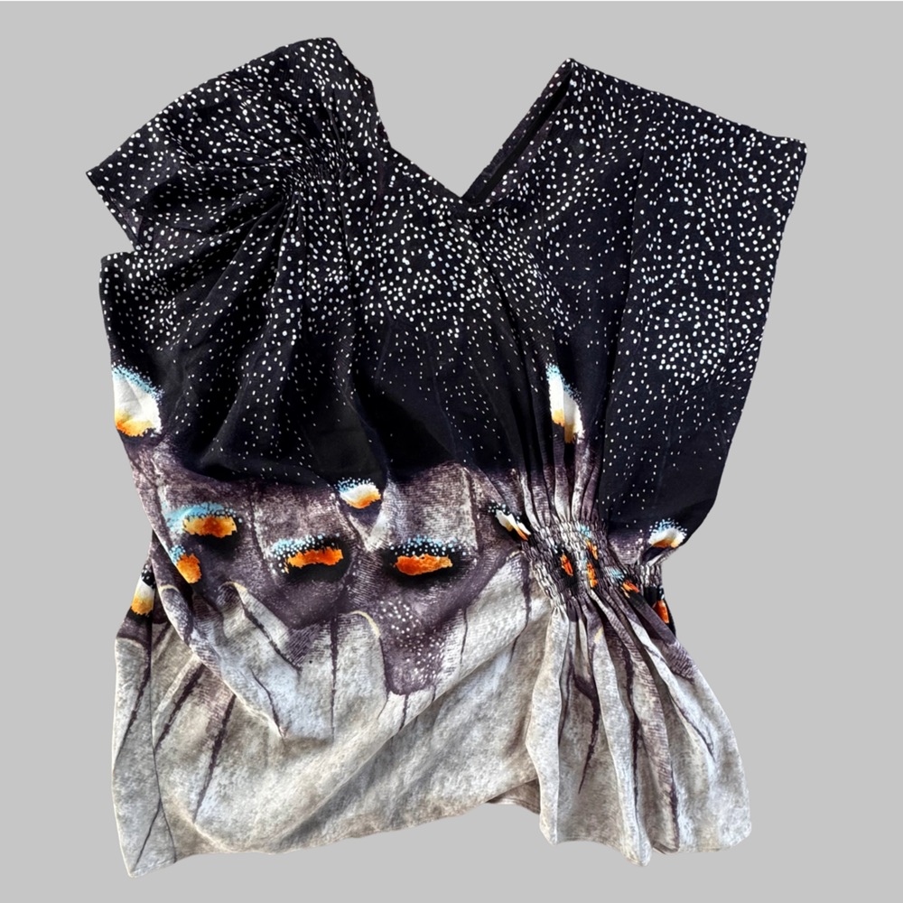 Barbara Bui Multicolor Patterned Silk Top Ruched Side - Picture 1 of 5